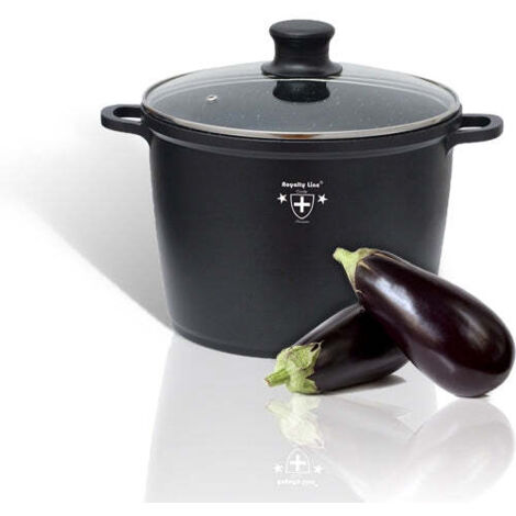 ROYALTY LINE - Vaso per zuppa da 28 cm, 10,5 l, nero, rivestimento in marmo, antiaderente, casseruola, con coperchio in vetro (1/3)