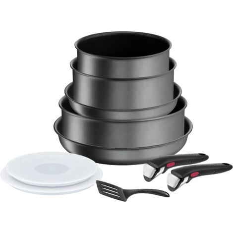 Tefal Ingenio Daily Chef ON, set di 10 padelle antiaderenti a induzione, padelle da 22 e 26 cm, pentole da 18 e 20 cm, padella da 24 cm, coperchi ermetici da 18 e 20 cm, spatola, 2 manici rimovibili (1/5)