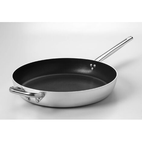 Pentole Agnelli ALSA111S50 Padella Diritta Antiaderente A Friggere Spessore 3 Millimetri E Manico Tubolare Inox, Diametro 50 cm