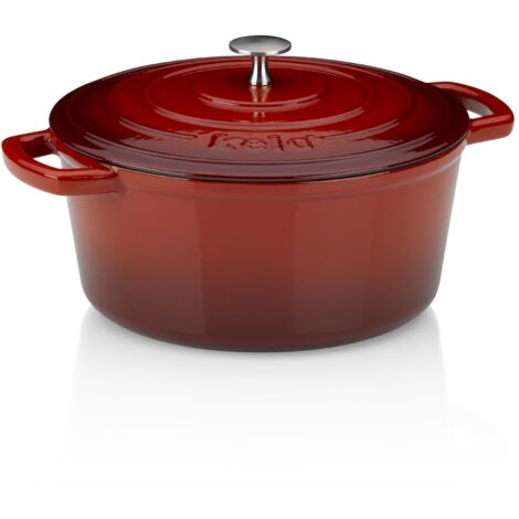 kela 11948, Casseruola con coperchio, Ghisa smaltata, Elevata conservazione del calore, Adatta a piani a induzione, 5 l, Rosso, Rotonda, Calido (1/5)