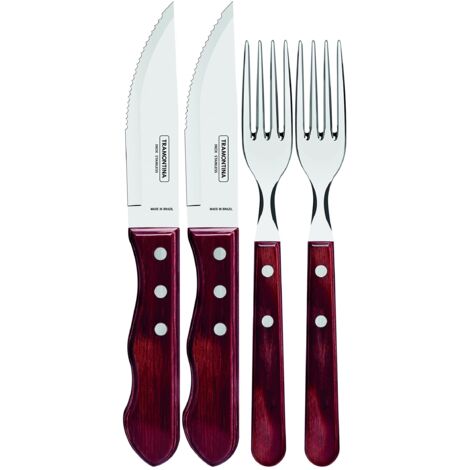 Tramontina Set Posate per Carne/BBQ Polywood FSC® colore rosso 4 pezzi