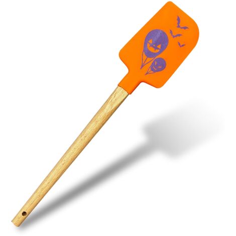 Zenker Spatola Leccapentole da cucina con decorazione Halloween, materiale parte funzionale in silicone e manico ergonomico in legno, dimensioni 28 x 6 cm (1/5)