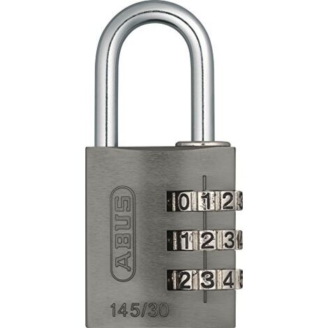 ABUS Lucchetto a combinazione 145/30 Titanio - Lucchetto per bagagli, armadietti e molto altro. - Lucchetto in alluminio - codice numerico regolabile individualmente - livello di sicurezza 3
