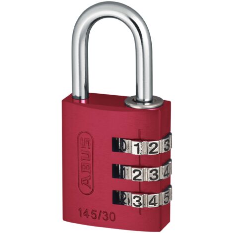 ABUS Lucchetto a combinazione 145/30 rosso - Lucchetto per bagagli, armadietti e molto altro. - Lucchetto in alluminio - codice numerico regolabile individualmente - livello di sicurezza 3