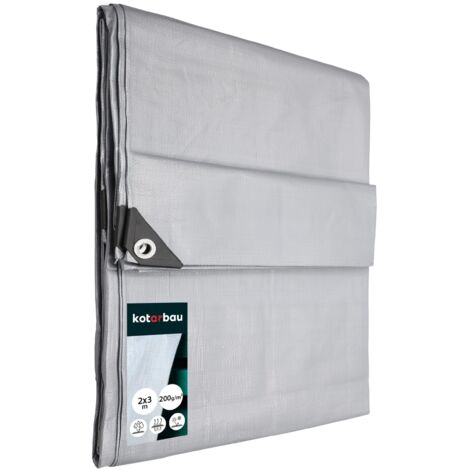 KOTARBAU® Telone PVC protettivo in tessuto 2 x 3 m argento 200 g/m2 Teloni con occhielli rinforzati telo per coprire legna impermeabile occhiellato teloni pvc usati