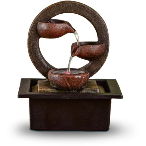 ZEN'LIGHT, fontana interna Zen Terai, decorazione per la casa originale, flusso d'acqua naturale, illuminazione a led multicolore, pompa silenziosa, L 17 x L 21 x H 25 cm