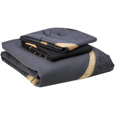 Douceur d'Intérieur Set copripiumino nero, 240 x 220 cm