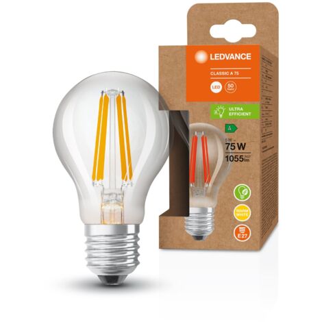 LEDVANCE Lampadina LED a risparmio energetico, lampadina a filamento, E27, bianco caldo (3000K), 5 watt, sostituisce la lampadina da 75W, altamente efficiente e a risparmio energetico, confezione da 1 (1/5)