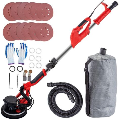 VEVOR Levigatrice per Pareti a Secco 750W, Levigatrice per Pareti a Secco Elettrica, Levigatrice a Nastro per Seghe Pieghevoli, con Impugnatura Telescopica, Velocità Variabile 800-1750 giri/min (1/5)