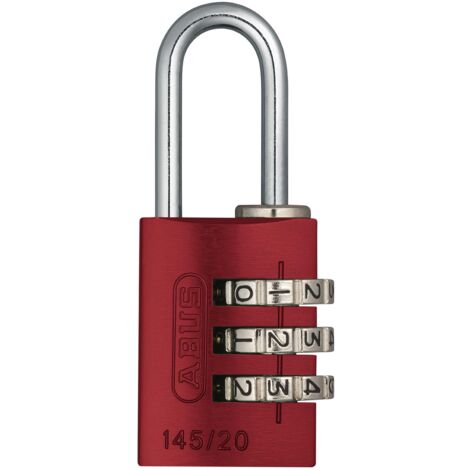ABUS Lucchetto a combinazione 145/20 rosso - Lucchetto per bagagli, armadietti e molto altro. - Lucchetto in alluminio - codice numerico regolabile individualmente - livello di sicurezza 3