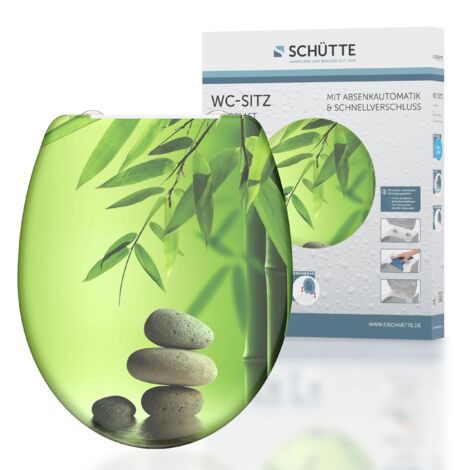 SCHÜTTE Sedile WC Duroplast Green Garden, sedile WC con abbassamento automatico e chiusura rapida per una facile pulizia, carico massimo degli occhialini 150 kg, motivo pietre 82365