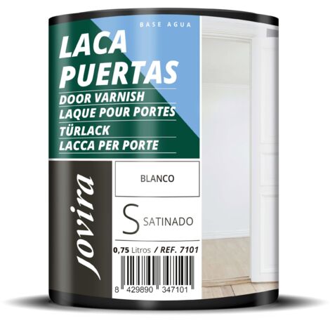 JOVIRA PINTURAS SMALTO LACCO PER PORTE AD ACQUA SATINATO Rinnova e decora le porte e mobili in legno. (750 ml, Bianco). E-12