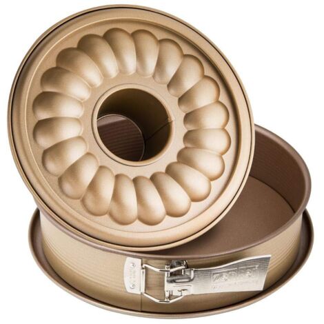 Zenker 7352 - Linea Mojave Gold - Tortiera apribile Dorata a 2 Fondi con Base sporgente, in Antiaderente con Particelle minerali di Rinforzo, Oro/Marrone, ca. Ø 26 cm (1/5)
