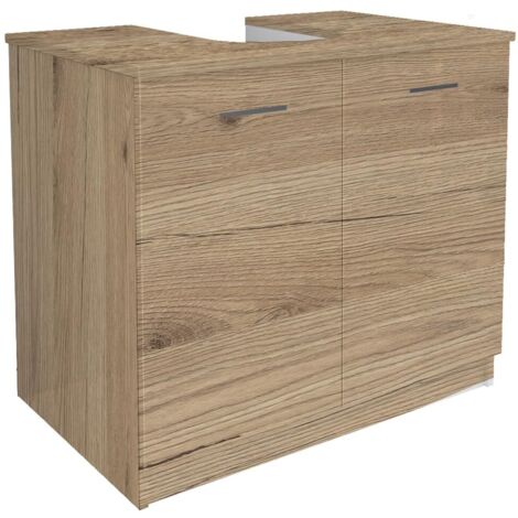 MaMa Store Copricolonna Mobile in Kit da Montare Sottolavabo con 2 Ante Quercia Naturale, L. 70cm x P. 46cm x H.62cm