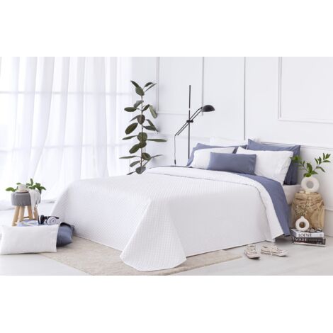 Todocama Copriletto trapuntato sottile con motivo piqué, per primavera, estate, autunno e inverno, 100% microfibra extra morbido, Copriletto multiuso, Letto 120/135 - 230x260cm, Bianco