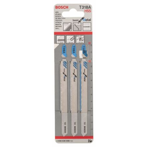 Bosch Professional 3x Lame per seghetto alternativo T 321 AF Speed for Metal (per Tubi e profili in metallo, pareti sottili, accessorio Seghetto alternativo)
