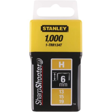 Graffette STANLEY 6 mm - Tipo H - Confezione da 1000 pezzi - 1-TRR134T
