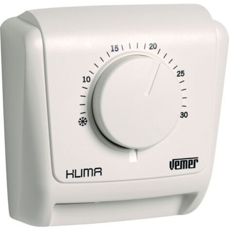 VEMER VE019600 KLIMA 3 - Termostato Meccanico a Membrana di Gas per Caldaia/Condizionatore, Funzione Riscaldamento/Condizionamento, Bianco (1/2)