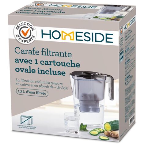 BWT Filtro acqua Homeside nero 1,3l  Filtro con 1 cartuccia di acqua filtrata dolce  Filtro per acqua potabile  Filtro calcare, cloro, piombo e rame