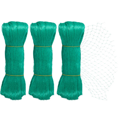 Relaxdays 10x4 m Set da 3 Reti Anti Uccelli di Protezione Orto, Maglia 20x20mm, Telo Copri Piante da Giardino, Verde (1/5)
