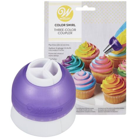 Wilton ColorSwirl Adattatori per Beccucci da Pasticceria Tre-Colori, Spruzzare 3 Colori Contemporaneamente, Adattatore 3-Colori-In-1, Accessori per Decorare Cupcake, Torte e Dolci (1/5)