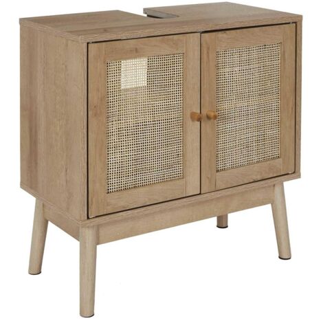 HOME DECO FACTORY Nuevo 2024-MUEBLE LAVABO 60x30 H.70, HD0227, sottolavabo, Modello Bali, Collezione Natural Crush, mobiletto, mobili da Bagno, 60 x 70 x 30 cm, Marrone, Legno-Truciolato, 60x70x30 cm (1/5)