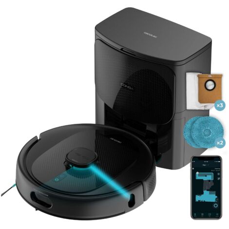 Cecotec Robot Aspirapolvere Conga 9990 AI Spin Revolution Ultra Power Home. 10.000 Pa, Navigazione Laser, Base di Autopulizia, Intelligenza Artificiale, Evita Oggetti, Controllo APP, 240 min Autonomia