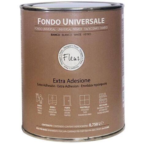 FLEUR DESIGNER'S PAINT Fondo Universale, Extra Adesione, 750 ml, Bianco, a Base Acqua, Ideale per Pareti, Mobili, Porte, Piastrelle, Top Cucina, Made in Italy (1/4)