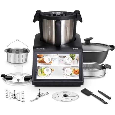 Ufesa TotalChef RK10 Robot Cucina Multifunzione Intelligente, Schermo Touch 10", 30 Funzioni, WIFI, Capacità Massima 4,5L con Manico, Capacità Utile 3L, Interattivo, Bilancia, 15 Programmi, Accessori