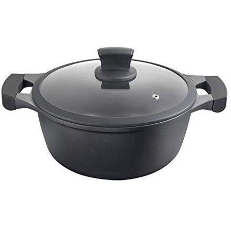 Metaltex XPERT - Casserole Haute en Aluminium Fondu 26 cm avec Couvercle de Verre Trempé (1/4)