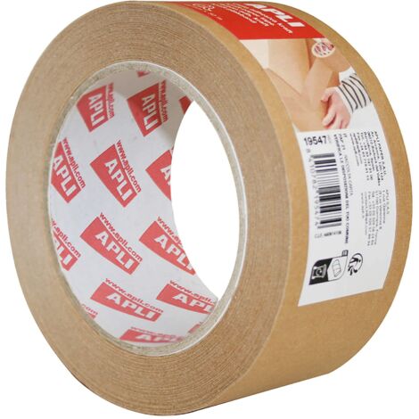 APLI 19547 - Nastro adesivo in carta Kraft 48 mm x 50 m per etichettatura, confezioni regalo, artigianato - Nastro marrone ecologico - Eco-imballaggio. (1/5)