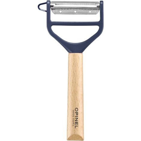 Opinel - Pelapatate T-DUO - Manico in Legno di Faggio - Doppia Lama in Acciaio Inossidabile - Pelapatate per Verdure, Preparazione a Julienne - Ideale per Destri e Mancini - Blu (1/5)
