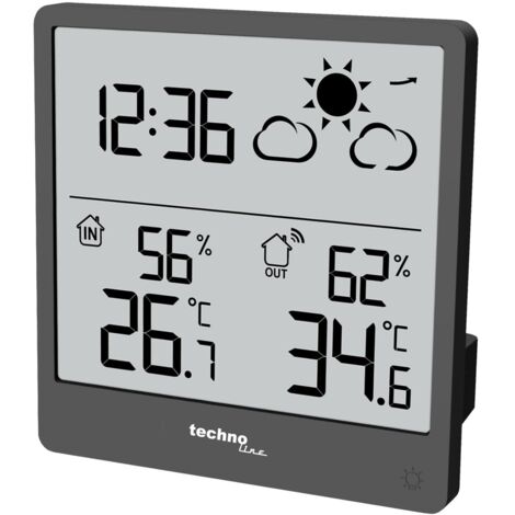 WS9138 - Statazione meteo moderna, piccola con previsioni meteo e tendenza meteo, temperatura interna ed esterna, illuminazione interfondo, display LCD trasparente senza sfocatura del display