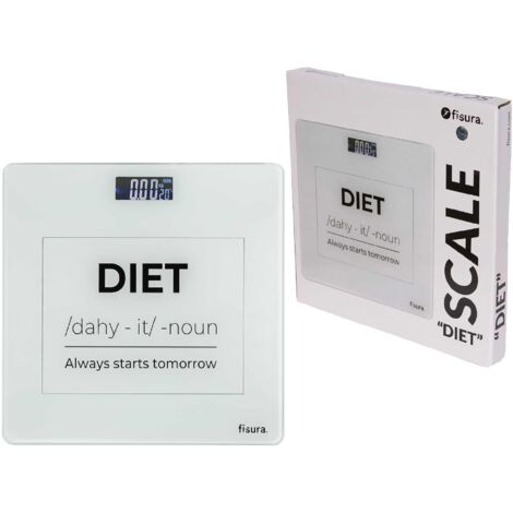 Fisura - Bilancia da bagno digitale "diet". Bilancia da bagno in vetro. Bilancia elettronica fino a 180 kg con precisione di 50 gr, tecnologia Step-On. 30 x 30 cm. (1/5)