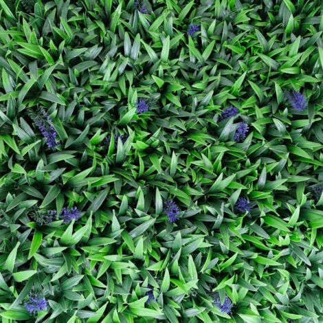 TENAX Divy Panel Liriope 100x100 cm Verde-Viola, Pannello Modulare con Foglie Artificiali 3D tipo Liriope per Pareti, Giardini Verticali e Decorazioni Indoor/Outdoor
