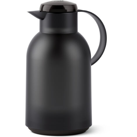 Emsa N40119 - Caraffa termica Samba, 1,5 litri, chiusura Quick Press, 12 ore, calda e fredda per 24 ore, colore nero traslucido (1/4)