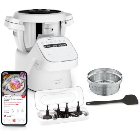 Moulinex Companion, Robot da Cucina Multifunzione per 10 Persone, 14 Funzioni e Modalità Manuale, Capacità 3L, Colore Grigio, HF8401F1