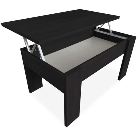 Duérmete Online MESITAELEVABLEWENGUE001 sollevabile, tavolino da Salotto o Sala da Pranzo, Misure: 90 cm (Larghezza) x 50 cm (profondità) x 46-57 cm (Altezza), Legno, Wengé, 90 x 50 x 46/57 cm (1/5)