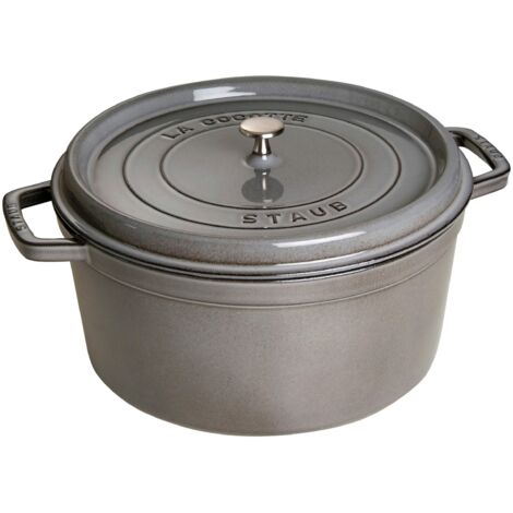 Staub Pentole Casseruola Rotonda, Grigio (Grafite), 30 cm (1/4)