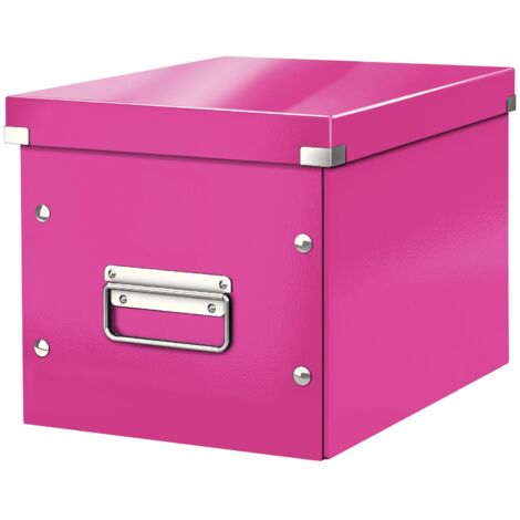 Leitz Click & Store WOW Scatola Archivio Cubo Medio, per Mantenere la Casa e l'Ufficio in Ordine, Rosa, 61090023