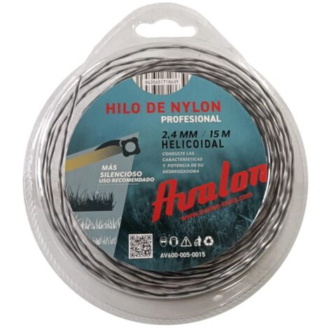 Avalon - Filo elicoidale in Nylon Universale per decespugliatore e Tosaerba (2,4 mm x 15 m)