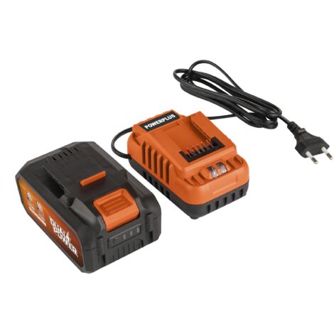 POWER plus - Set di batterie e caricabatterie Dual Power POWDP90640 – 2 x 20 V, 5,0 Ah, 2,5 Ah – per strumenti da 20 V e 40 V – caricatore da 2 A – per batterie da 20 V e 2 x 20 V – per avvitatore a (1/5)