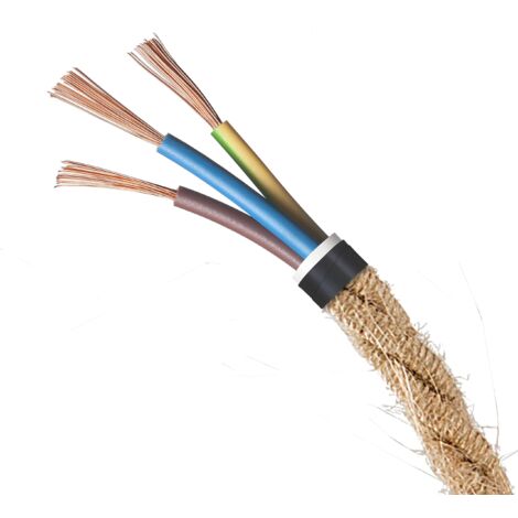 Hecho En Italia Fibras Naturales Cable Eléctrico Textil Trenzado Amarcords 20m Marrón - 2x0.75 Mm, Estilo Vintage Para Lámparas Cable Textil Marrón 20 Metros