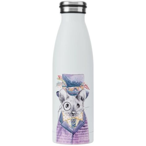 Mikasa Tipperleyhill Bottiglia in acciaio inox a doppia parete, bottiglia con isolamento sottovuoto da 500 ml, bottiglia di idratazione in acciaio inox senza BPA con stampa di un topo (1/5)