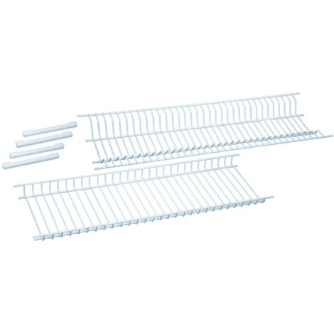 Sauvic Set scolapiatti e gocciolatoio in Acciaio plastificato Bianco per armadi da 65 cm