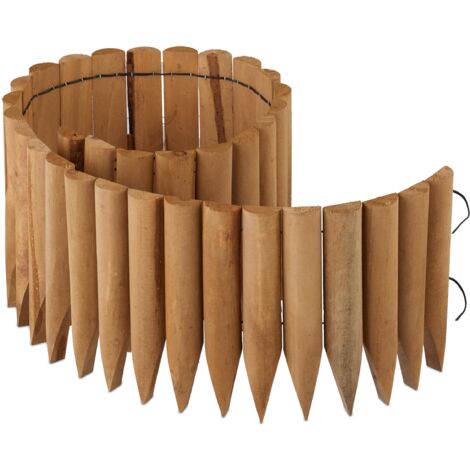Relaxdays Recinto per Prato, Bordo per Aiuole, Sponda per Giardino HLP: 20x120x2 cm, Bordatura in Legno, Marrone