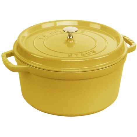 STAUB Casseruola in ghisa smaltata con coperchio, tutti i fuochi, tra cui induzione, 4 e 5 persone, rotonda, 26 cm, 5.2L, limone (1/5)