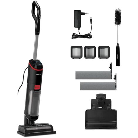 Polti Rollysteam WD20, Lavapavimenti con Funzione Vapore e Aspirapolvere, 750 W, Pulizia Completa in un solo Passaggio, Auto Pulizia, Nero