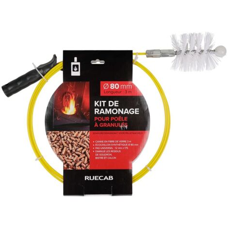 RUECAB - KIT SPAZZATRICE PER LE GRANUL S 80MM,KIT SPAZZATRICE FLESSIBILE,ASTA IN FIBRA DI VETRO CON FILETTO M12 X 1.75MM,LUNGA (1/4)