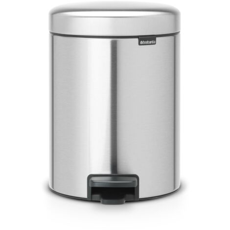 Brabantia Pedal Bin Newicon Pattumiera a Pedale, Secchio Interno in Plastica, Inox Satinato FPP, 5 lt